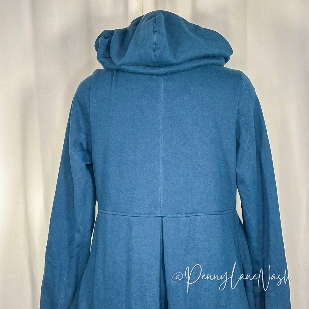 NWT BCBGeneration 3 Buttons Hooded Terry Cloth Coat Teal - Picture 13 of 13